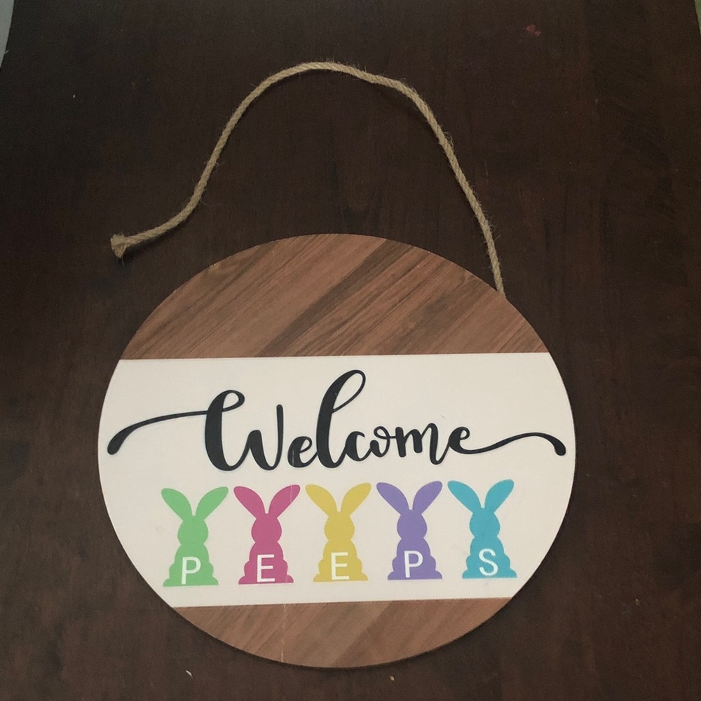 🛍️ Welcome Peeps Pastel Bunny Door Hanger